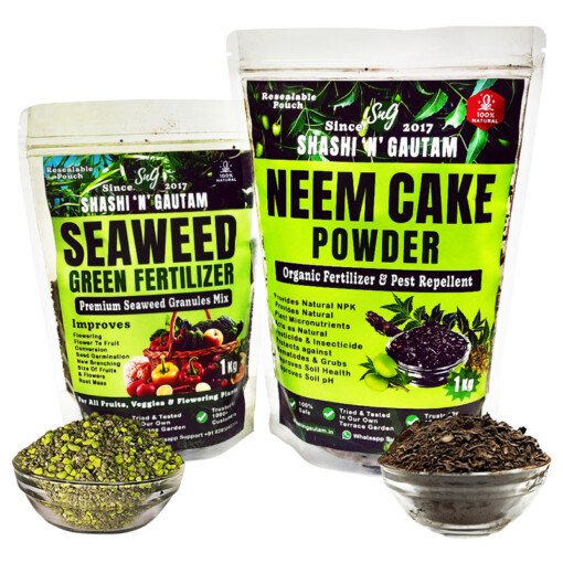 Organic Combo - Seaweed Fertilizer (1 Kg) - Neem Cake Fertilizer (1 Kg )