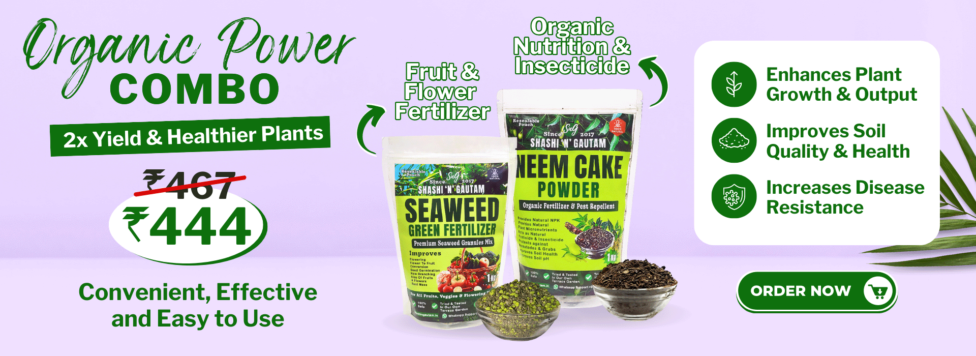 organic power combo Seaweed Fertilizer and Neem cake fertilizer - Shashi N Gautam Web Shop HPR