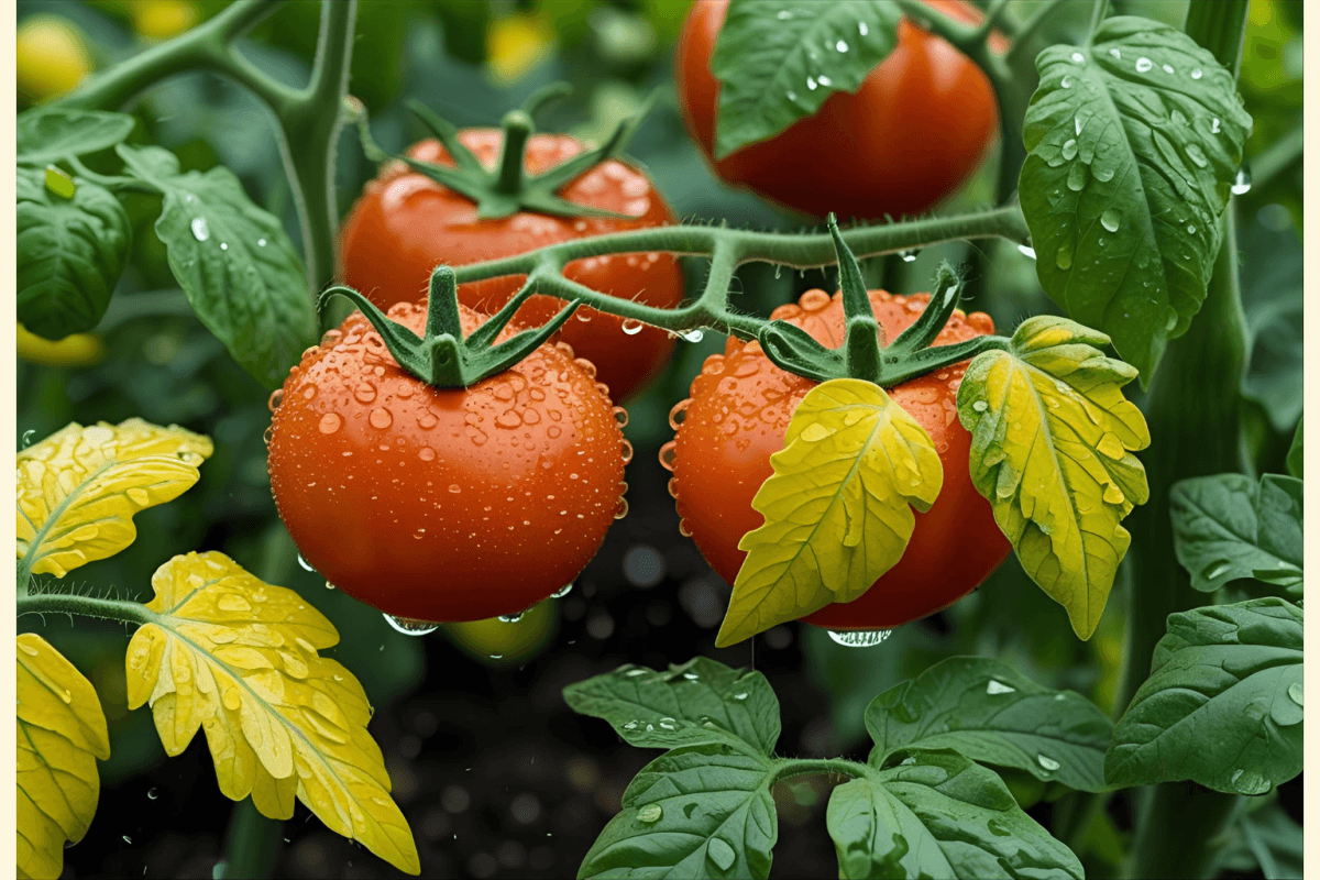 yellowing of leaves in tomato plant due to over watering