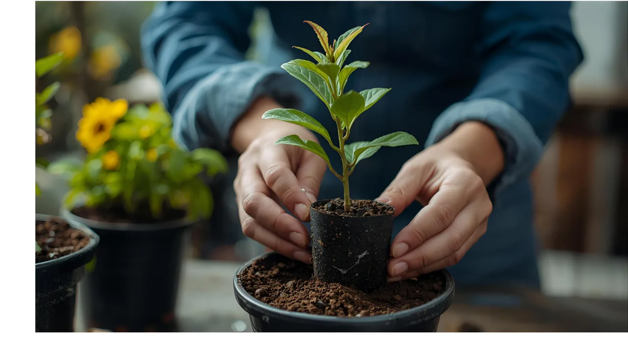 Step-by-step guide to planting seedlings in container garden showing proper depth and spacing