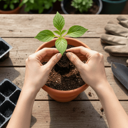 essential-gardening-tools-for-transplanting-seedlings, dig a hole bigger than the seedling root ball