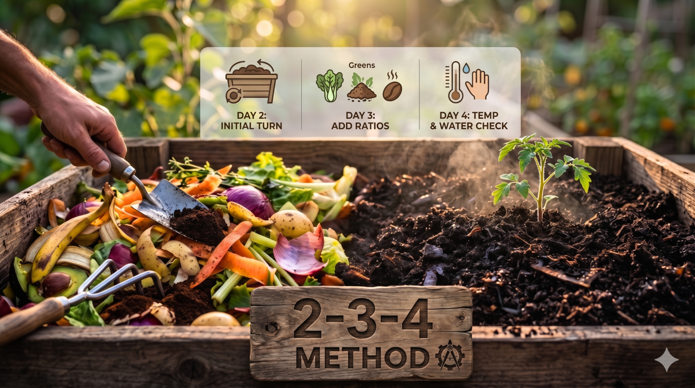 How to Make Compost Faster at Home — The 2–3–4 Method That Actually Works