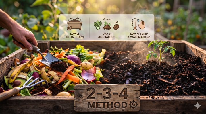 How to Make Compost Faster at Home — The 2–3–4 Method That Actually Works